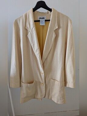 Vintage MIA Cream Single-Breasted Silk Blazer